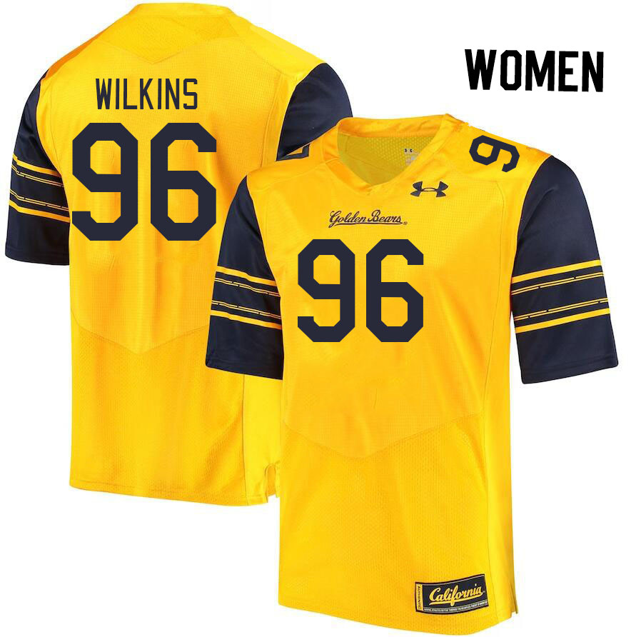 Women #96 Derek Wilkins California Golden Bears College Football Jerseys Stitched Sale-Gold